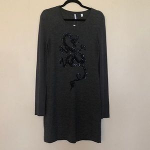 Soft Long-sleeve sweater dress w/sheer sleeves NWT